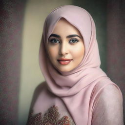 A voluptuous girl wearing a hijab