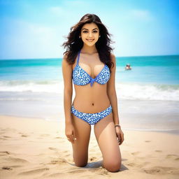 Create an image of Kajal Agarwal wearing a sexy bikini