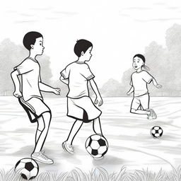 A detailed black and white sports scene for a coloring book page