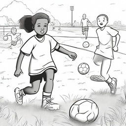 A detailed black and white sports scene for a coloring book page