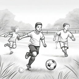 A detailed black and white sports scene for a coloring book page