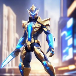 A dynamic and powerful Mobile Legends hero character designed as an AI entity