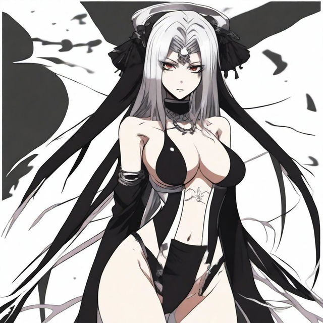 A shinigami woman in a shinigami outfit, styled in the Bleach anime style