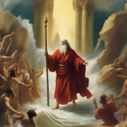 An epic and extraordinary depiction of Moses parting the Red Sea