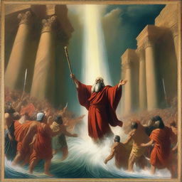 An epic and extraordinary depiction of Moses parting the Red Sea