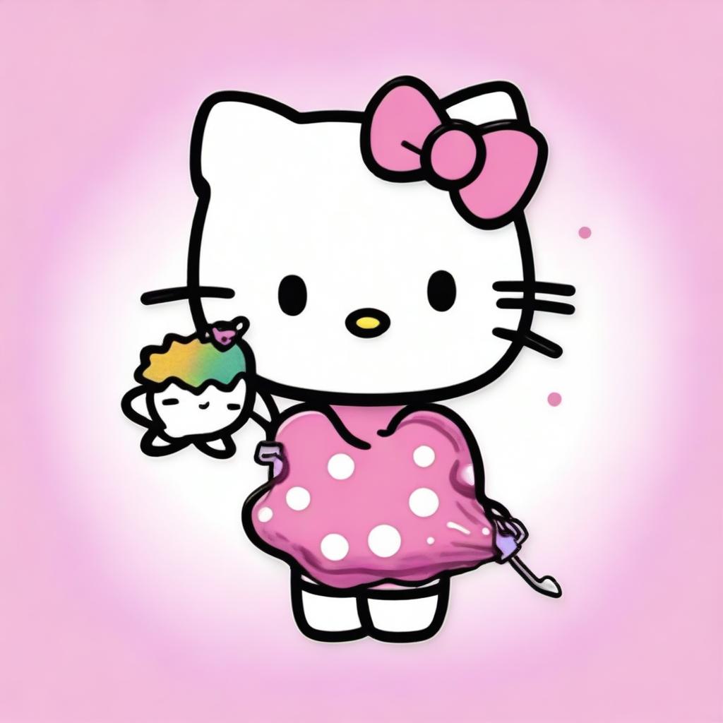 Imagem da Hello Kitty pedindo silêncio com os dedos