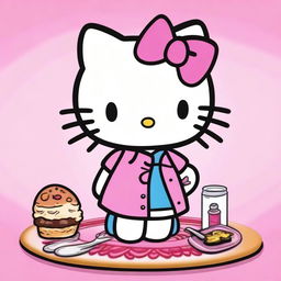 Imagem da Hello Kitty pedindo silêncio com os dedos