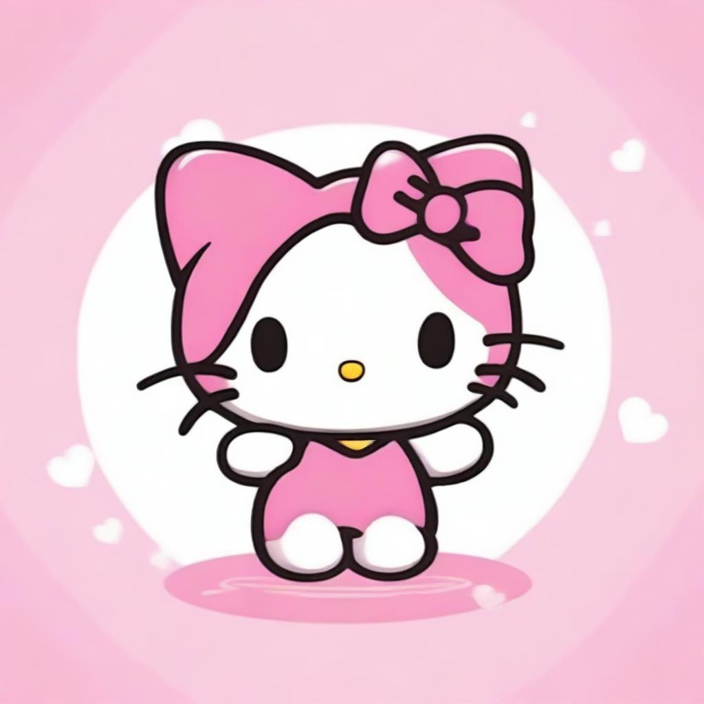 Create an image of Hello Kitty asking for silence with her fingers, similar to the 🤫 emoji