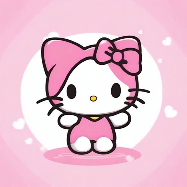 Create an image of Hello Kitty asking for silence with her fingers, similar to the 🤫 emoji