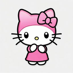 Create an image of Hello Kitty asking for silence with her fingers, similar to the 🤫 emoji