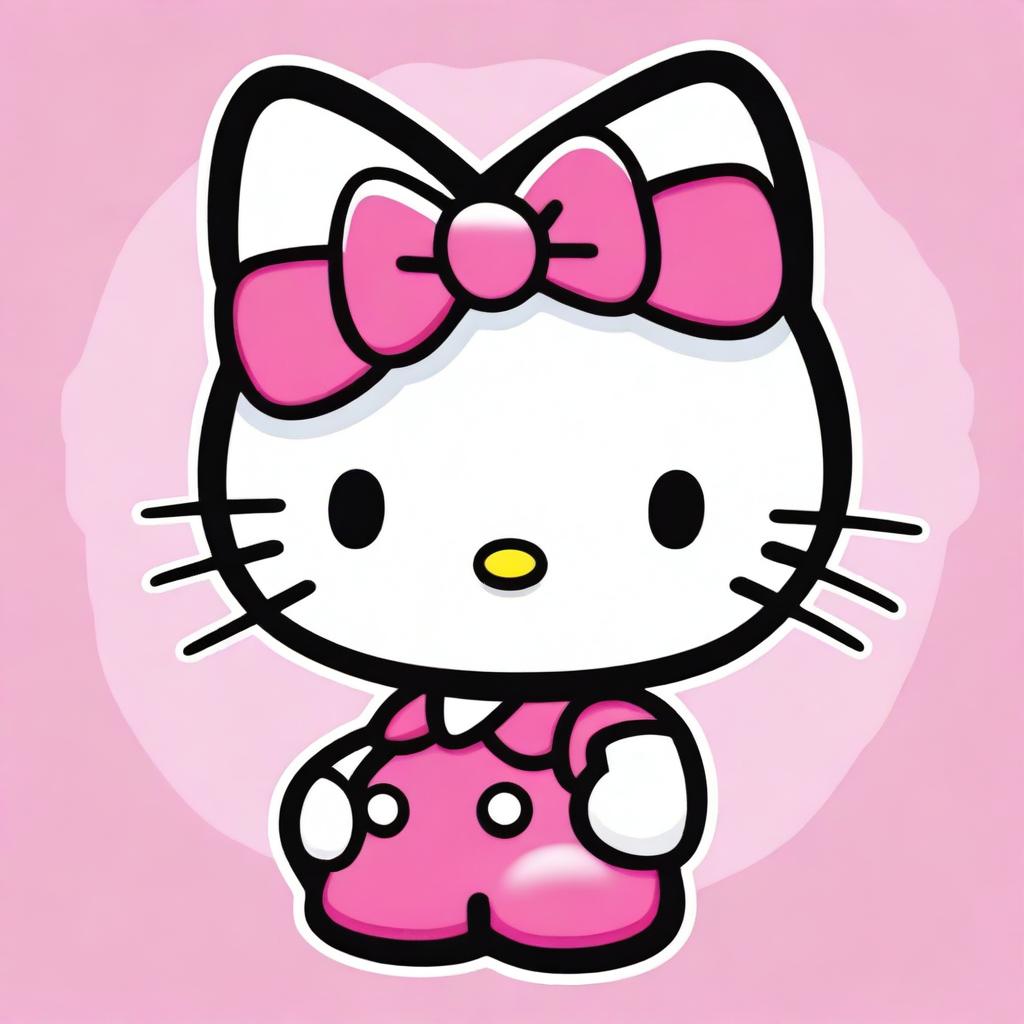 Hello Kitty, the beloved character, is depicted placing a finger in front of her mouth as if to say 'shh'