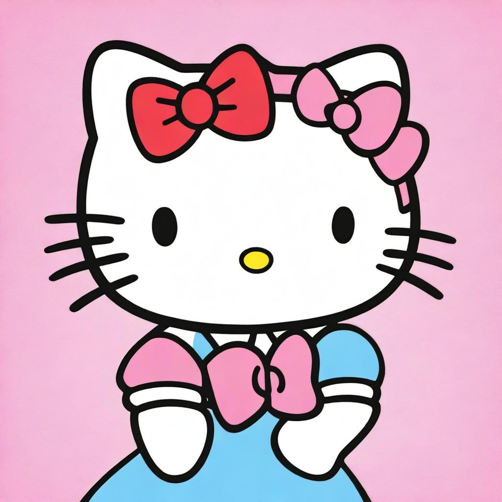 Hello Kitty, the beloved character, is depicted placing a finger in front of her mouth as if to say 'shh'