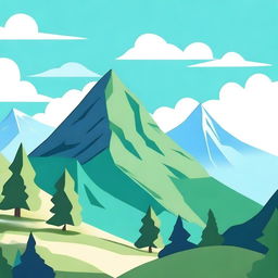 A 2D landscape of a mountain with a small forest