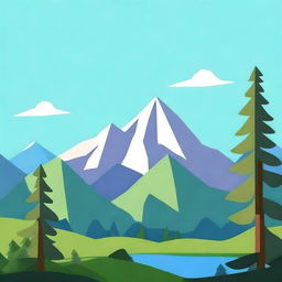 A 2D landscape of a mountain with a small forest