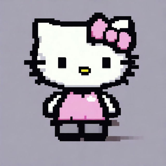 Create a pixel art image of Daniel transformed into Hello Kitty