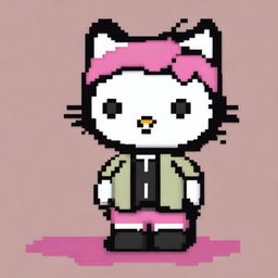 Create a pixel art image of Daniel transformed into Hello Kitty