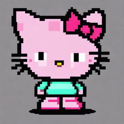 Create a pixel art image of Daniel transformed into Hello Kitty