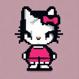 Create a pixel art image of Daniel transformed into Hello Kitty