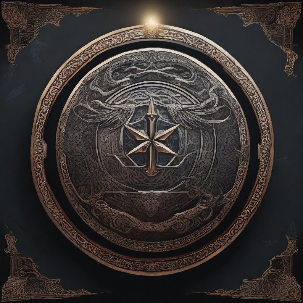 A detailed illustration of the Shield of the Hidden Lord from Dungeons & Dragons