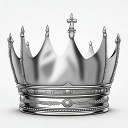 A detailed illustration of a crown with no jewels or ornaments, just the bare metal design