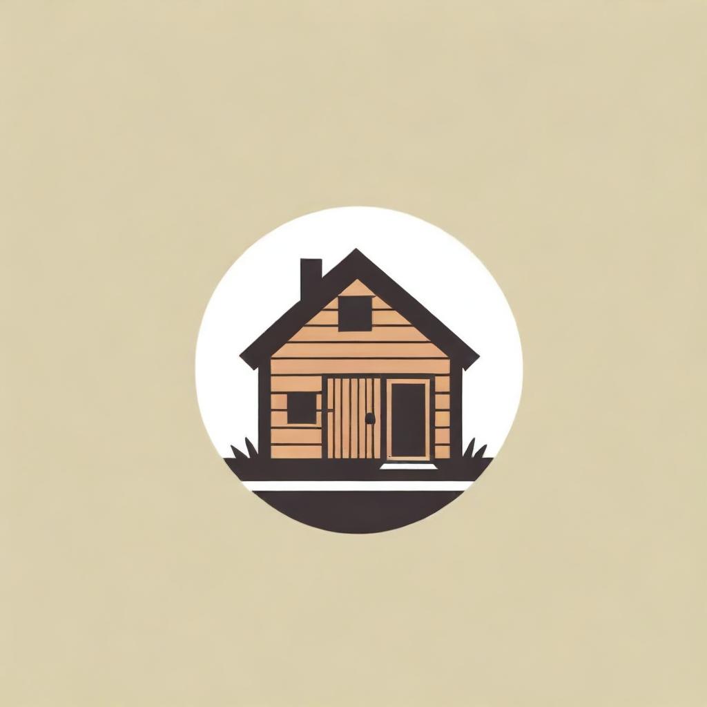 Logo design featuring an iconic representation of a rustic barrack