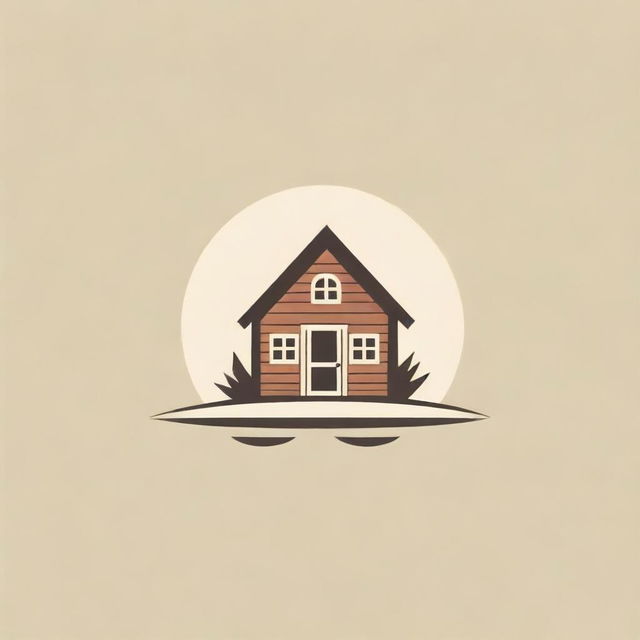 Logo design featuring an iconic representation of a rustic barrack