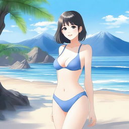 A detailed illustration of Sakurajima Mai wearing a swimsuit