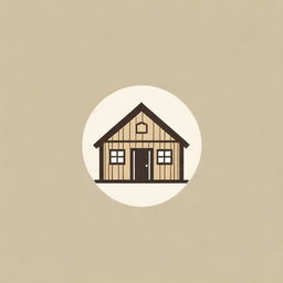 Logo design featuring a side profile view of a rustic barrack