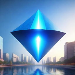 A floating rhombus emits an ethereal blue light