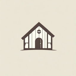 Logo design featuring a side profile view of a rustic barrack