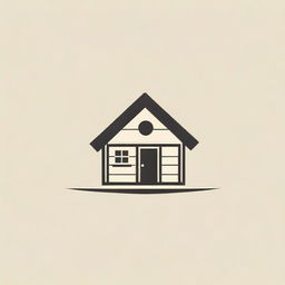 Logo design featuring a side profile view of a rustic barrack