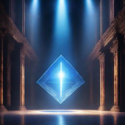 A floating rhombus emits an ethereal blue light