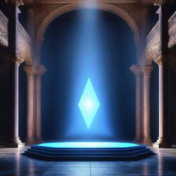 A floating rhombus emits an ethereal blue light