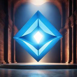 A floating rhombus emits an ethereal blue light