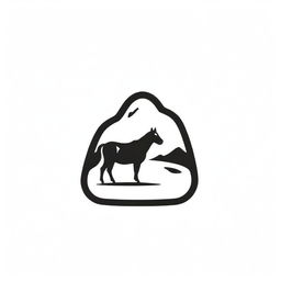 Monochrome logo design featuring an iconic representation of a ranch