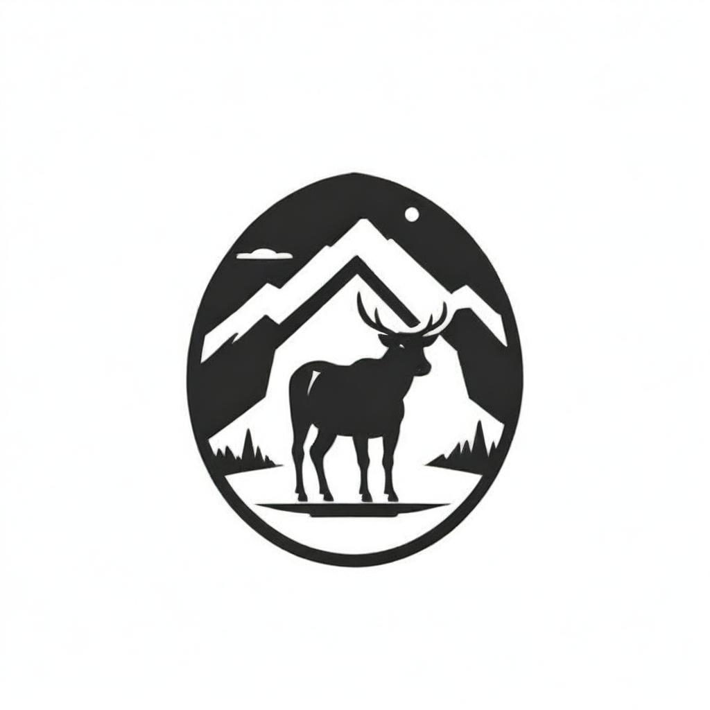 Monochrome logo design stylizing a traditional ranch setting