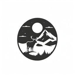 Monochrome logo design stylizing a traditional ranch setting