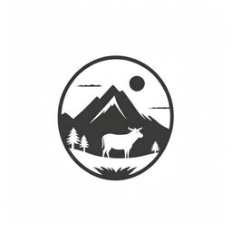 Monochrome logo design stylizing a traditional ranch setting