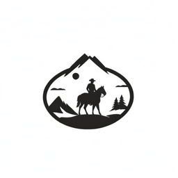 Monochrome logo design stylizing a traditional ranch setting