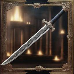 A highly detailed double-bladed scimitar with intricate engravings on the blade and a beautifully crafted hilt