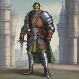 A detailed illustration of a half-orc noble fighter