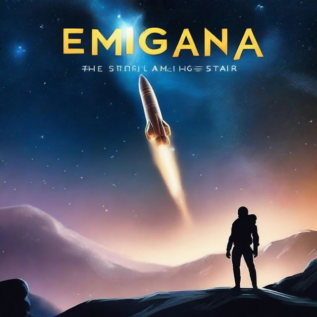 Create a science fiction book cover for a novel titled 'The Enigma of the Shooting Star'