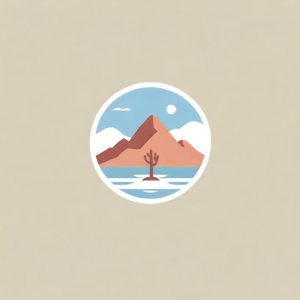 Logo design that integrates elements of a desert landscape and a swimming pool