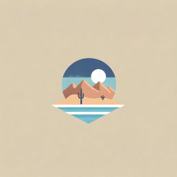 Logo design that integrates elements of a desert landscape and a swimming pool