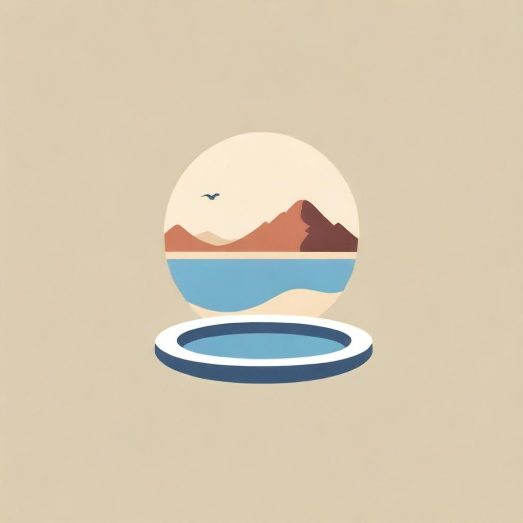 Logo design depicting the contrasting elements of a desert and a swimming pool