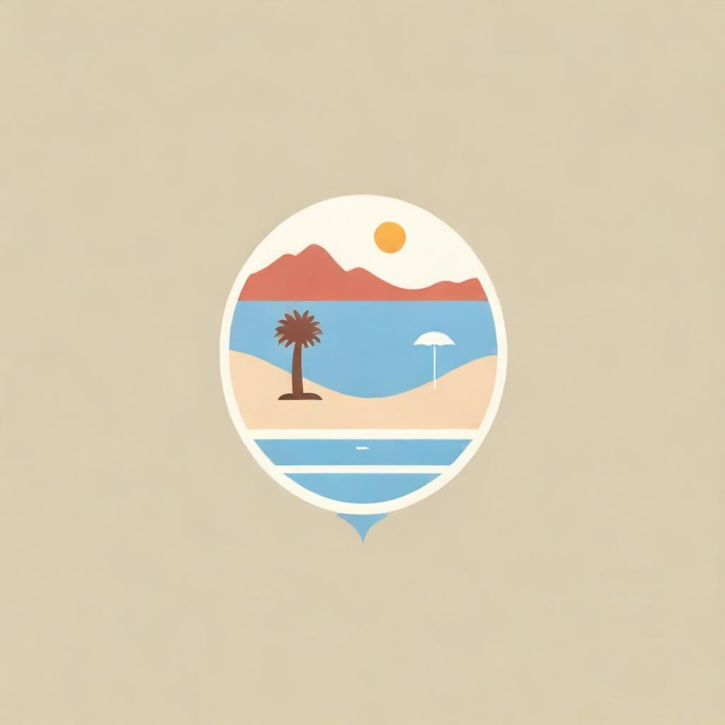 Logo design depicting the contrasting elements of a desert and a swimming pool