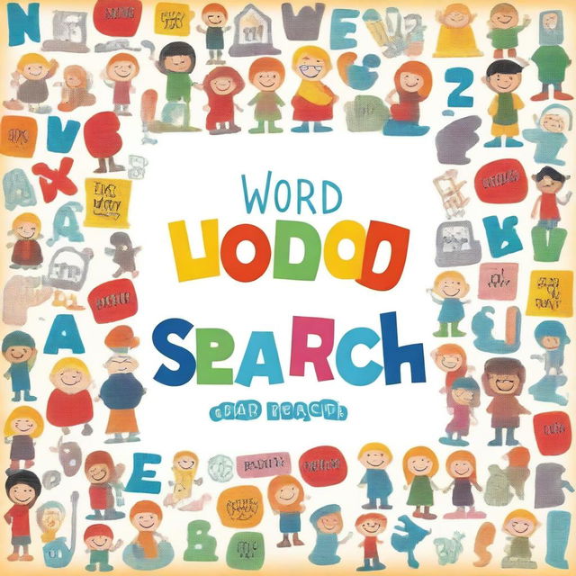 Create a professional cover for a children's book titled 'Word Search'