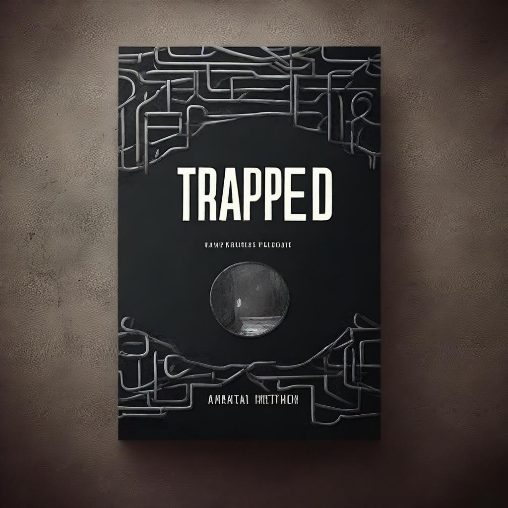 Create a book cover design for a novel titled 'Trapped'