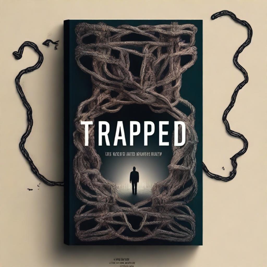 Create a book cover design for a novel titled 'Trapped'