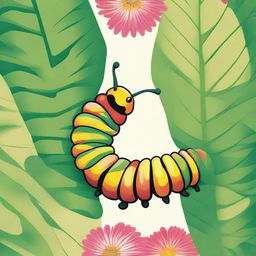 A detailed and vibrant illustration of a caterpillar, showcasing its intricate patterns and bright colors